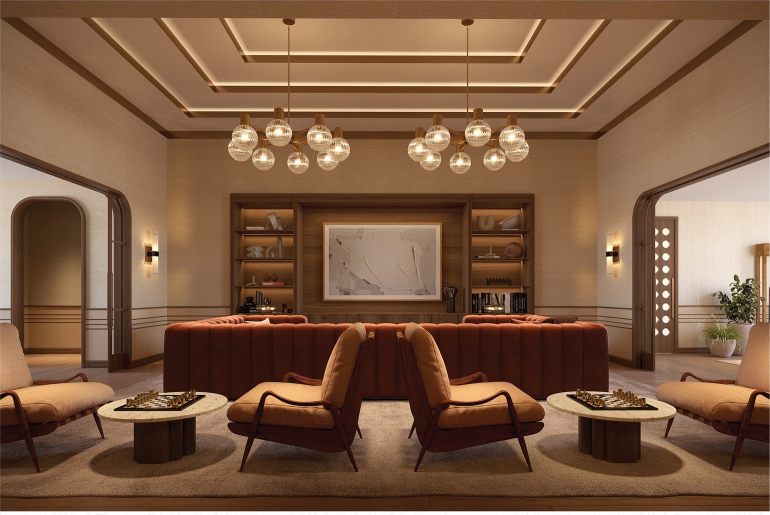 Entertainment room at Villa Miami — billiards, poker, and shuffle board.