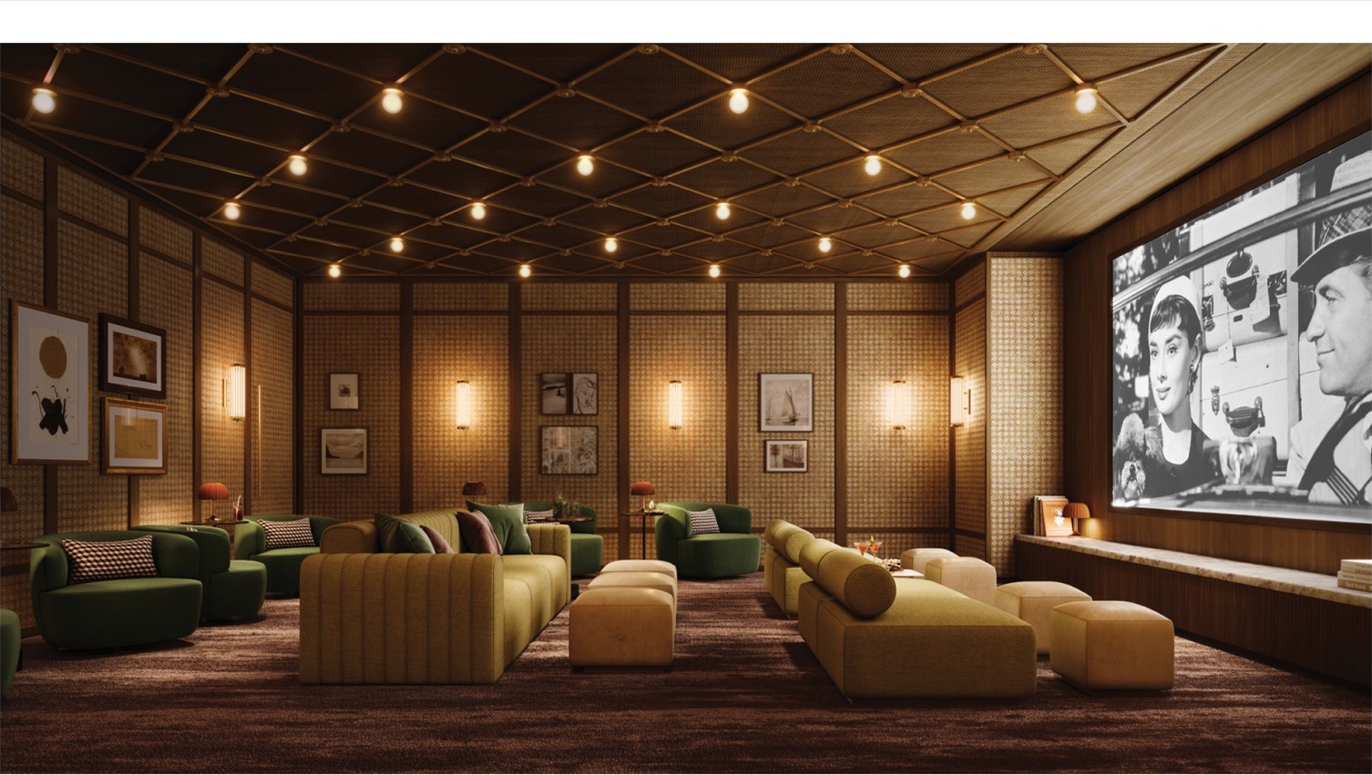 Screening and multi-media room at Villa Miami — for film, sports, and resident screenings.