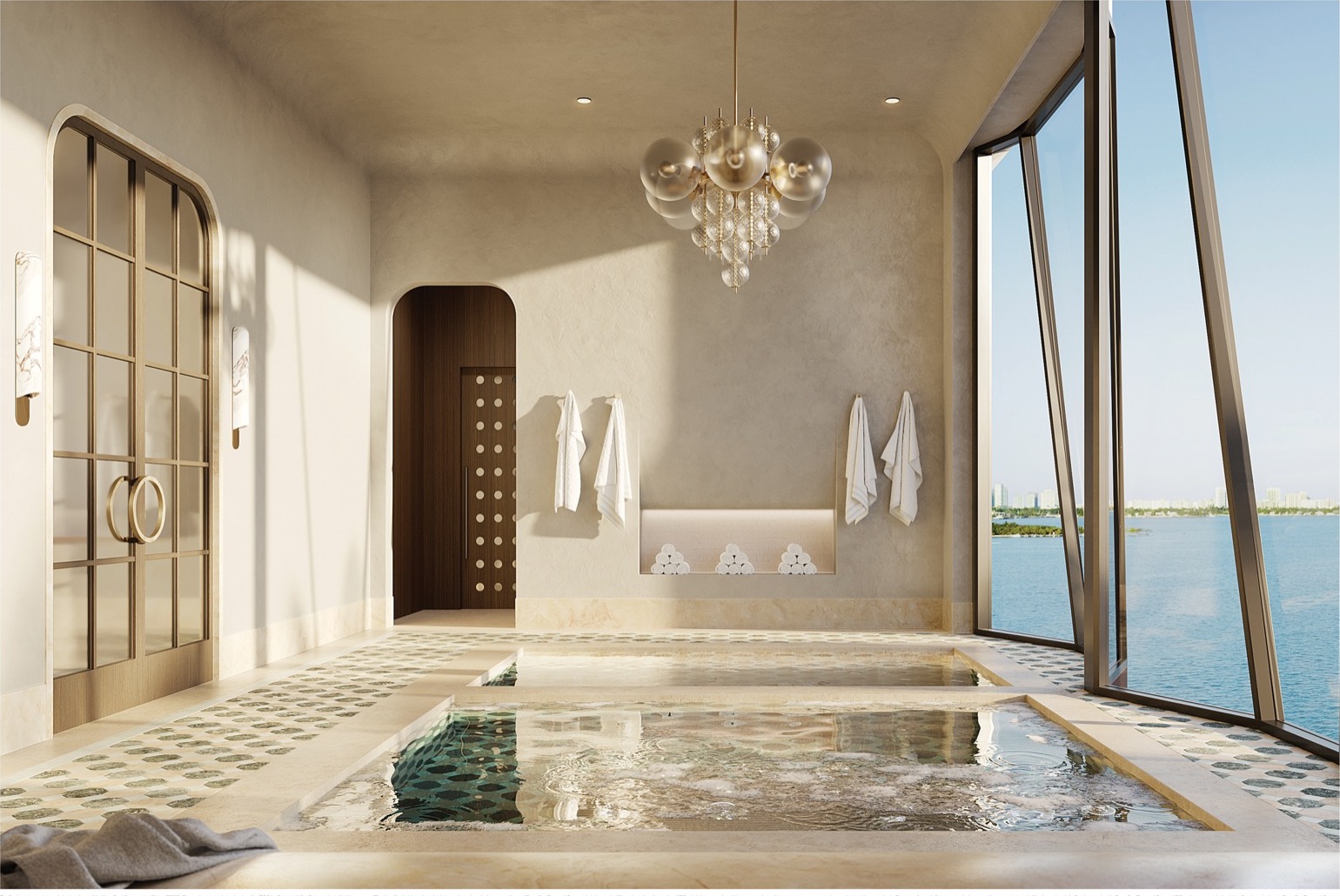 Plunge pools at Villa Miami — Italian thermal-bath-inspired spa with hot and cold plunges, steam, and sauna.